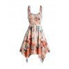 Double Breasted Camisole Longline Two Piece Tops And Tie Dye Print Asymmetric Lace Up Midi Dress Outfit - multicolor S | US 4