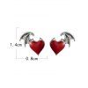 Gothic Grommet Flare Sleeve High Low Long Hooded Top And Plaid Lace Up Dress Heart Wing Stud Earrings Outfit - multicolor S | US 4