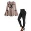 Legging Chiné Tricoté à Manches de Cloche avec Poche à Lacets - multicolor S | US 4