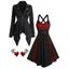 Gothic O Ring Zip Up Asymmetric Coat And Lace Skull Cross A Line Dress Heart Wings Stud Earrings Outfit - BLACK S | US 4