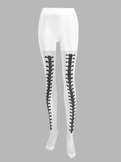 Halloween Skeleton Pattern Pantyhose Demi Sheer Skinny Trendy Tights