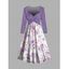 Robe Fleurie Imprimée à Taille Haute à Lacets - Violet clair XXL | US 12