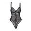 Body Lingerie à Bretelle Fine en Dentelle en Maille Transparente - Noir XL | US 8