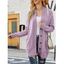 Cardigan Tricoté Long Boutonné à Goutte Epaule en Couleur Unie avec Poche - Violet clair XL | US 10