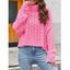 Pull en Tricot à Câble Côtelé Goutte Epaule en Couleur Unie à Col Roulé - Rose clair XL | US 10