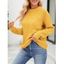 Pull Géométrique Côtelé en Tricot à Câble à Goutte Epaule à Col Rond - Jaune L | US 8