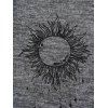 Haut Chiné Ceinturé en Tricot Motif de Lune et de Soleil à Manches Longues à Volants - Gris S | US 4