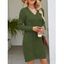 Mini Robe Pull Tordue en Couleur Unie en Jacquard à Col V - Vert XXL | US 12