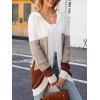 Manteau à Capuche Long Ouvert en Avant en Blocs de Couleurs à Ourlet Côtelé - café L | US 8
