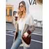 Manteau à Capuche Long Ouvert en Avant en Blocs de Couleurs à Ourlet Côtelé - café L | US 8