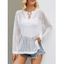 Pull Evidé Transparent Au Crochet à Goutte Epaule en Couleur Unie à Lacets - Blanc XL | US 10