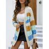 Manteau Long Côtelé Ouvert en Avant en Blocs de Couleurs à Goutte Epaule en Jacquard - multicolor XL | US 10