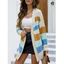 Manteau Long Côtelé Ouvert en Avant en Blocs de Couleurs à Goutte Epaule en Jacquard - multicolor XL | US 10