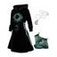 Mini Robe à Capuche Lune et Soleil Imprimés à Lacets - Noir S | US 4