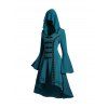 Grommet High Low Buckle Flare Sleeve Gothic Hooded Top And Lace Up Handkerchief Dress Heart Wing Stud Earrings Outfit - multicolor S | US 4