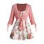 Ensemble de Haut Court Noué et de Camisole Fleur Imprimée à Bretelle Fine - Rose clair XXL