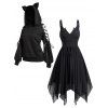 Robe à Capuche Mouchoir Réglable Gothique Oreille de Chat en Couleur Unie à Lacets - Noir S | US 4
