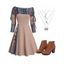 Robe en Faux Cuir à Col Convertible à Talons Épais et à Lacets - café S | US 4
