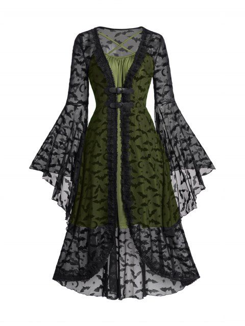 Ensemble de Haut D'Halloween Gothique en Maille à Bretelle Ajustable Croisée