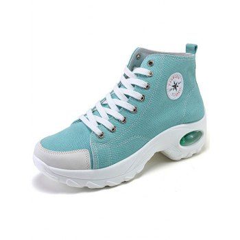 

Applique Lace Up High Top Canvas Shoes, Light green