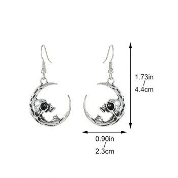 Gothic Skull Moon Shape Hook Drop Earrings