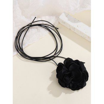 

Gothic Flower Layered Faux Leather Choker Necklace, Black