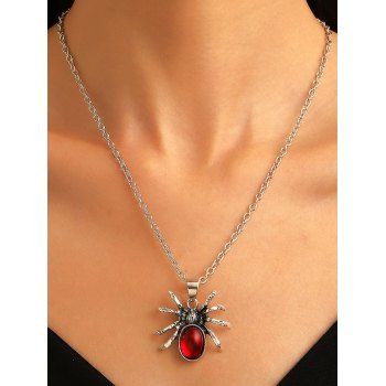 

Gothic Spider Shape Pendant Chain Necklace, Red