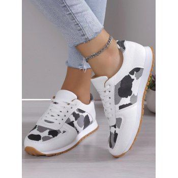 

Animal Print Lace Up PU Casual Sport Shoes, White