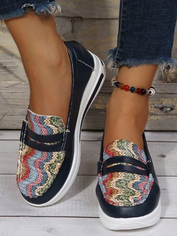 Animal Textured Slip On Flat Loafers - multicolor EU 37