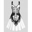 Robe D'Halloween Ligne A Crâne Toile D'Araignée Squelette Imprimés à Col V - Noir XXL | US 12