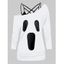 Ensemble de T-shirt D'Halloween Visage de Fantôme à Bretelle Fine et de Collier à Manches Longues - Blanc S | US 4