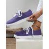 Round Toe Lace Up Flat Casual Canvas Shoes - Pourpre EU 43