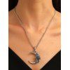 Collier Chaîne Pendant Gothique Fleur Lune en Alliage - Argent 