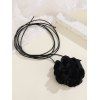 Collier Ras du Cou Gothique Superposé Fleur en Faux Cuir - Noir 