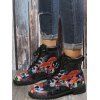 Mushroom Plant Print PU Lace Up Ankle Boots - Noir EU 43