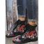 Mushroom Plant Print PU Lace Up Ankle Boots - Noir EU 43