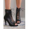 Lace Up Fish Mouth Open Toe Thin High Heels Sandals - Noir EU 43