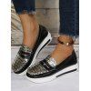 Animal Textured Slip On Flat Loafers - Noir EU 39
