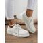 Round Toe Lace Up Flat Casual Canvas Shoes - Blanc EU 43