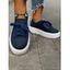 Lace Up Flat Platform Slip On Casual Sport Shoes - Bleu profond EU 43