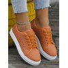 Flower Hollow Out Lace Up Flat Casual Shoes - Orange Foncé EU 43