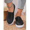 Colorblock Sequined Round Toe Slip On Casual Flat Shoes - Noir EU 39