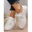 Lace Up Flat Stitching Casual Walking Shoes - Blanc EU 43