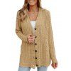 Cardigan Décontracté en Tricot à Câble Boutonné en Couleur Unie à Col V - café lumière XL | US 10