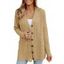 Cardigan Décontracté en Tricot à Câble Boutonné en Couleur Unie à Col V - café lumière XL | US 10