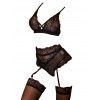 Ensemble de Lingerie Fleurie en Dentelle Transparente et de Culotte - Noir S | US 4