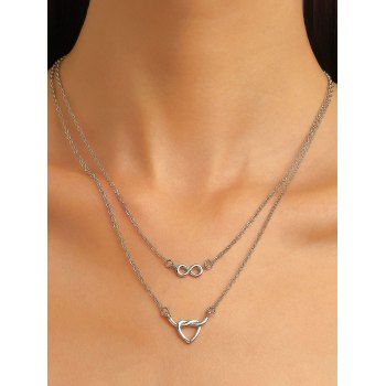 

Heart Shape Layered Alloy Chain Necklace, Silver