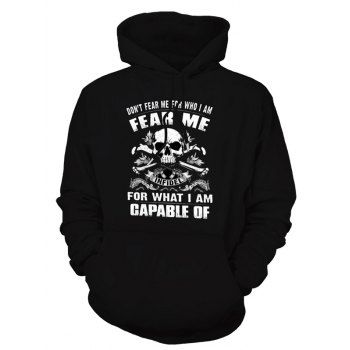 

Fleece Lining Graphic Hoodie Skull Letter Slogan Print Casual Hoodie, Black