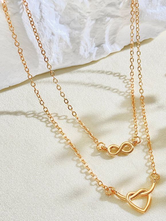 Collier Chaîne Superposé en Forme de Cœur en Alliage - d'or 