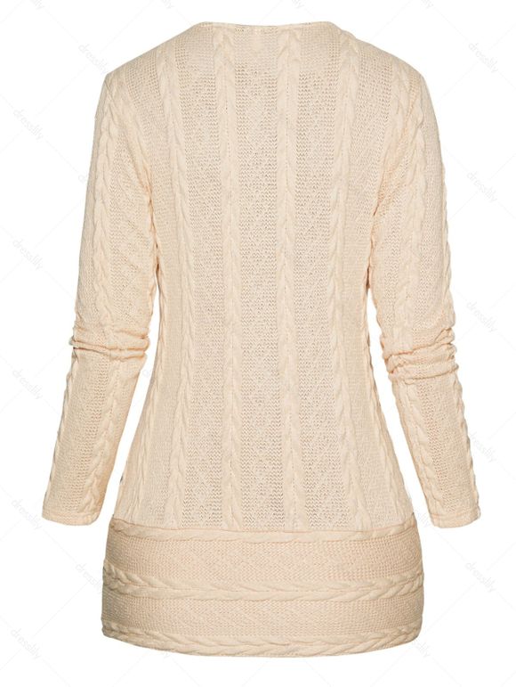 Pull à Imprimé Léopard Croisé Torsadé Tricoté à Carreaux Faux Deux Pièces - Jaune clair XXL